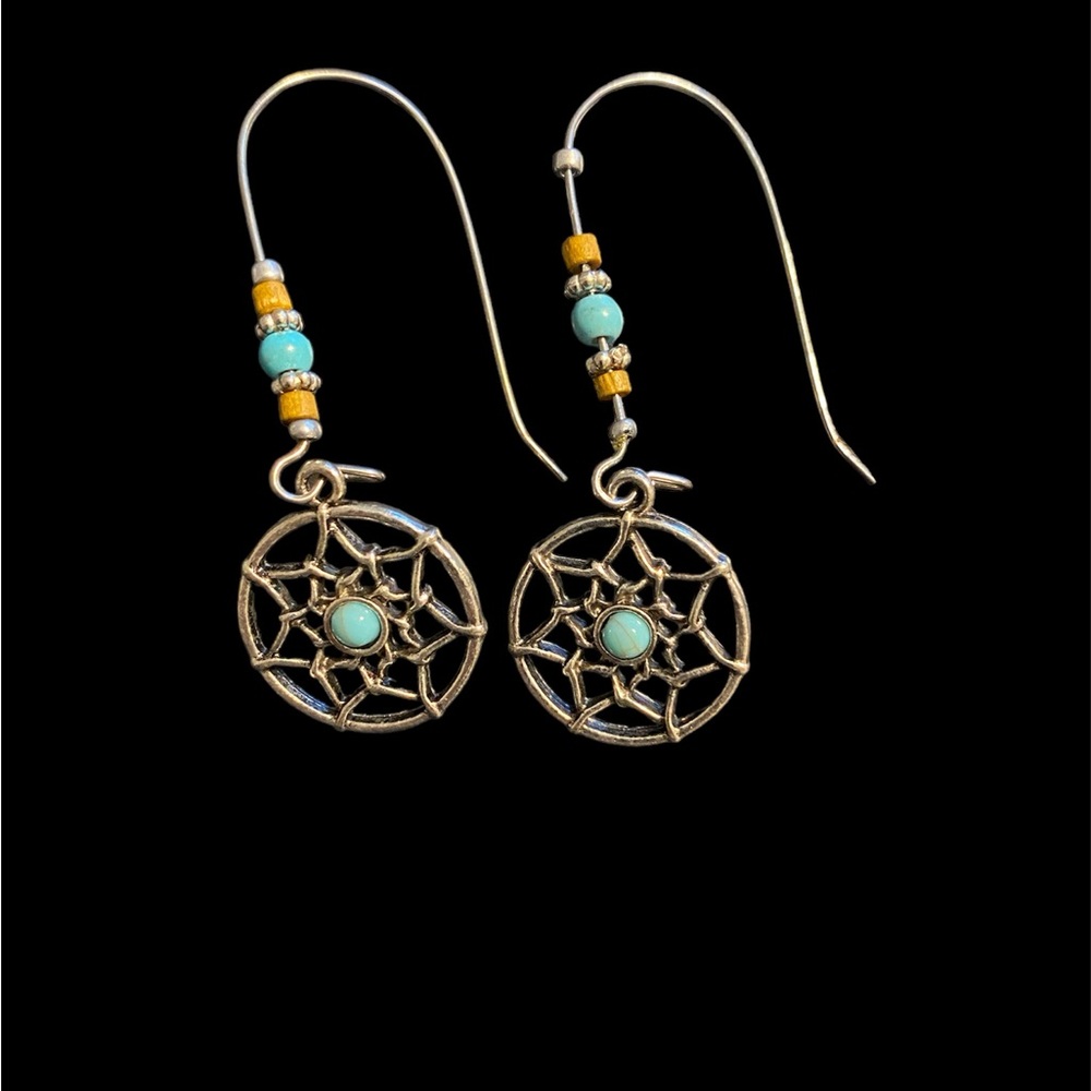 - Dreamcatcher Dangle Pierced Beaded Boho earrings jewelry - Picture 2 of 4